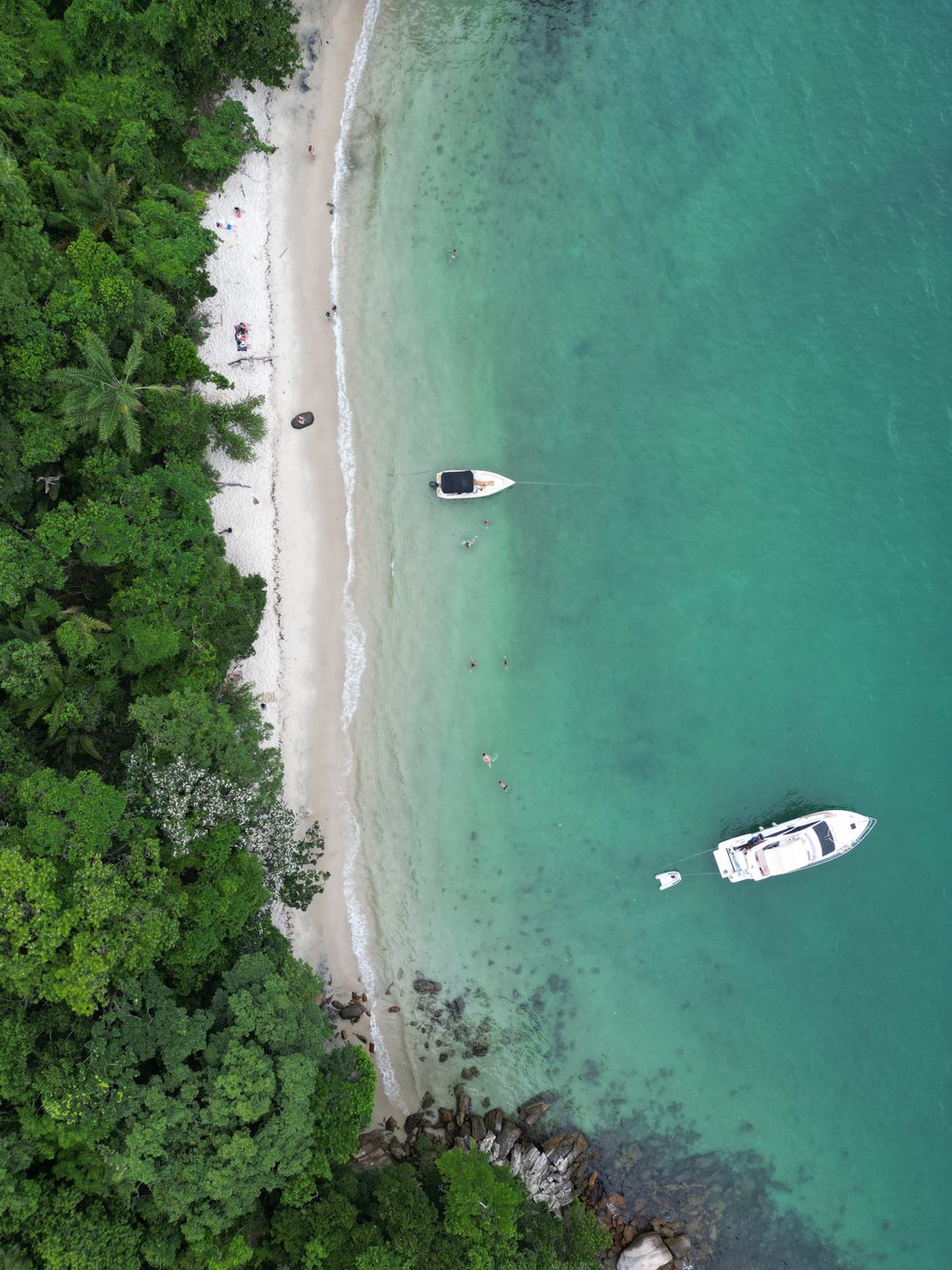 Vista aérea de una playa de agua turquesa en Ilha Grande, Brasil